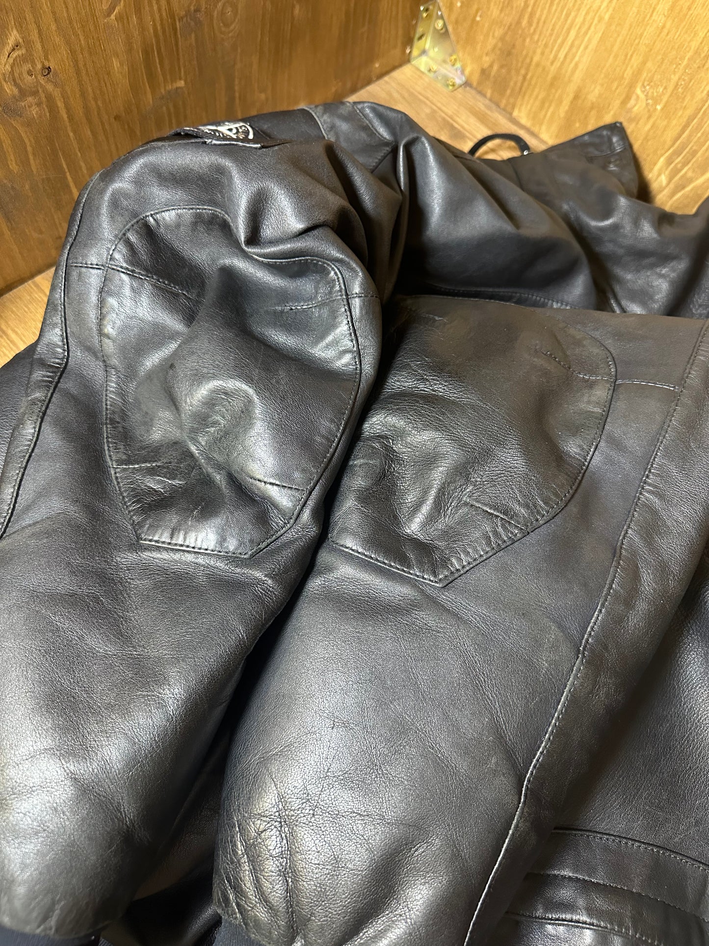 AW10 BIKER LEATHER DOWN JACKET