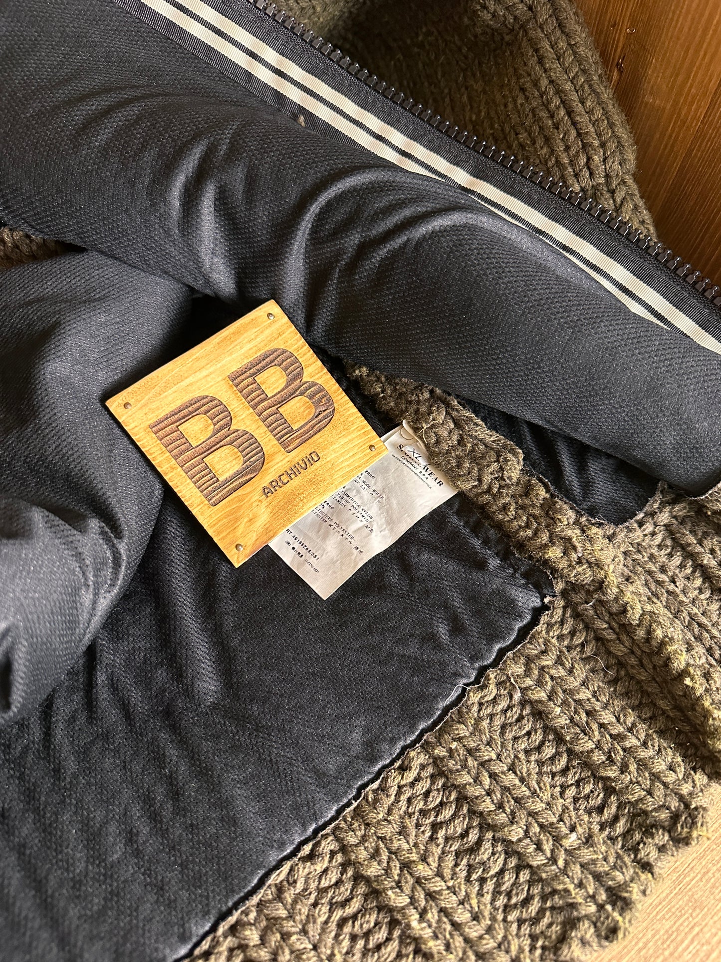 AW08 WOOL HOODED WIND RESISTANT JACKET in Chestnut Brown