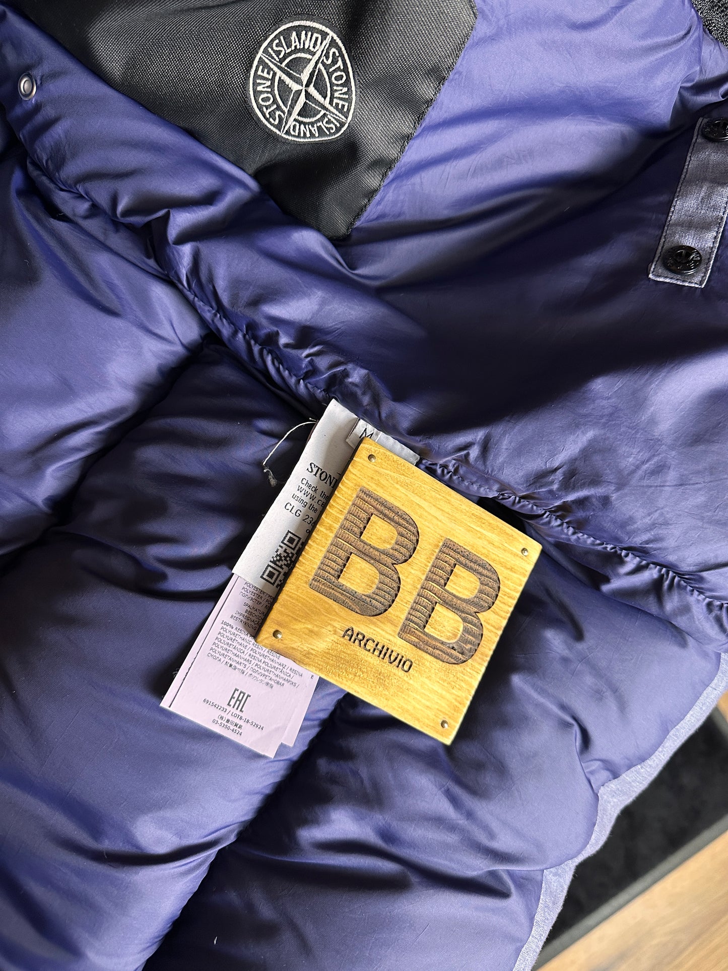 AW18 LINO RESINATO DOWN-TC in Mixed Blue