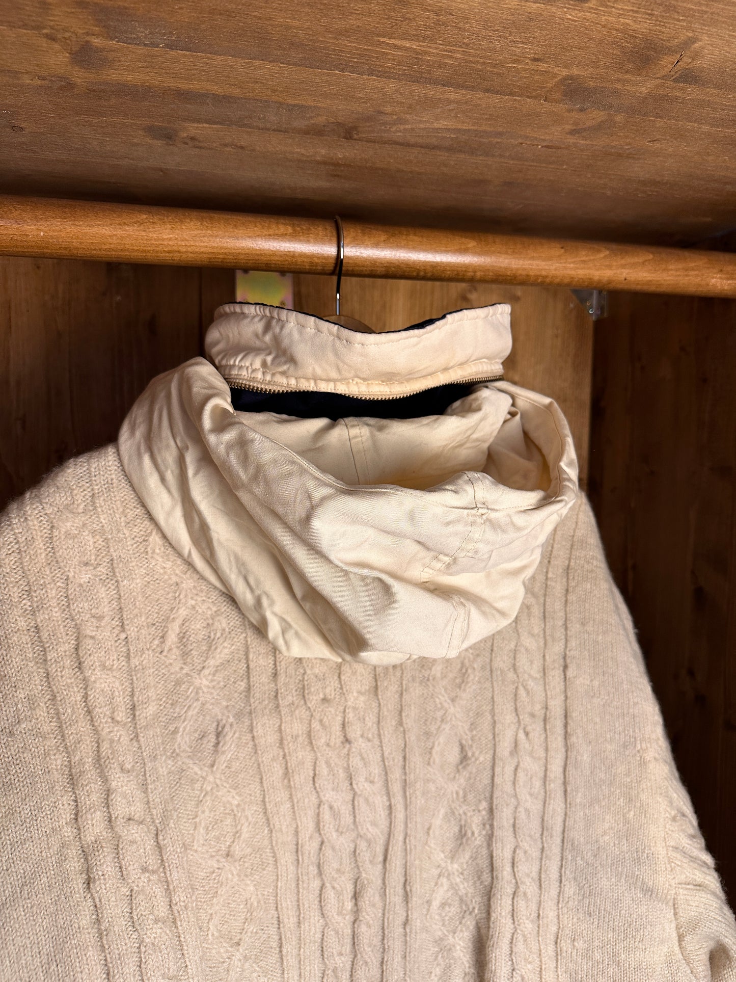 AW84/85 REVERSIBLE DOUBLE BREAST JACKET in Ocean Blue & Oyster White