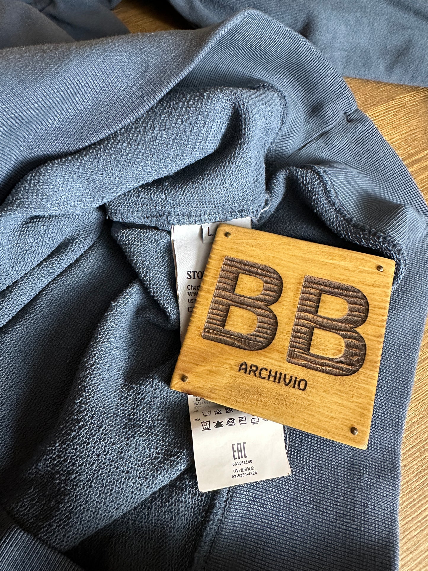 SS18 DIAGONAL ZIP COTTON HOODIE in Blue Grey (dyed from White)