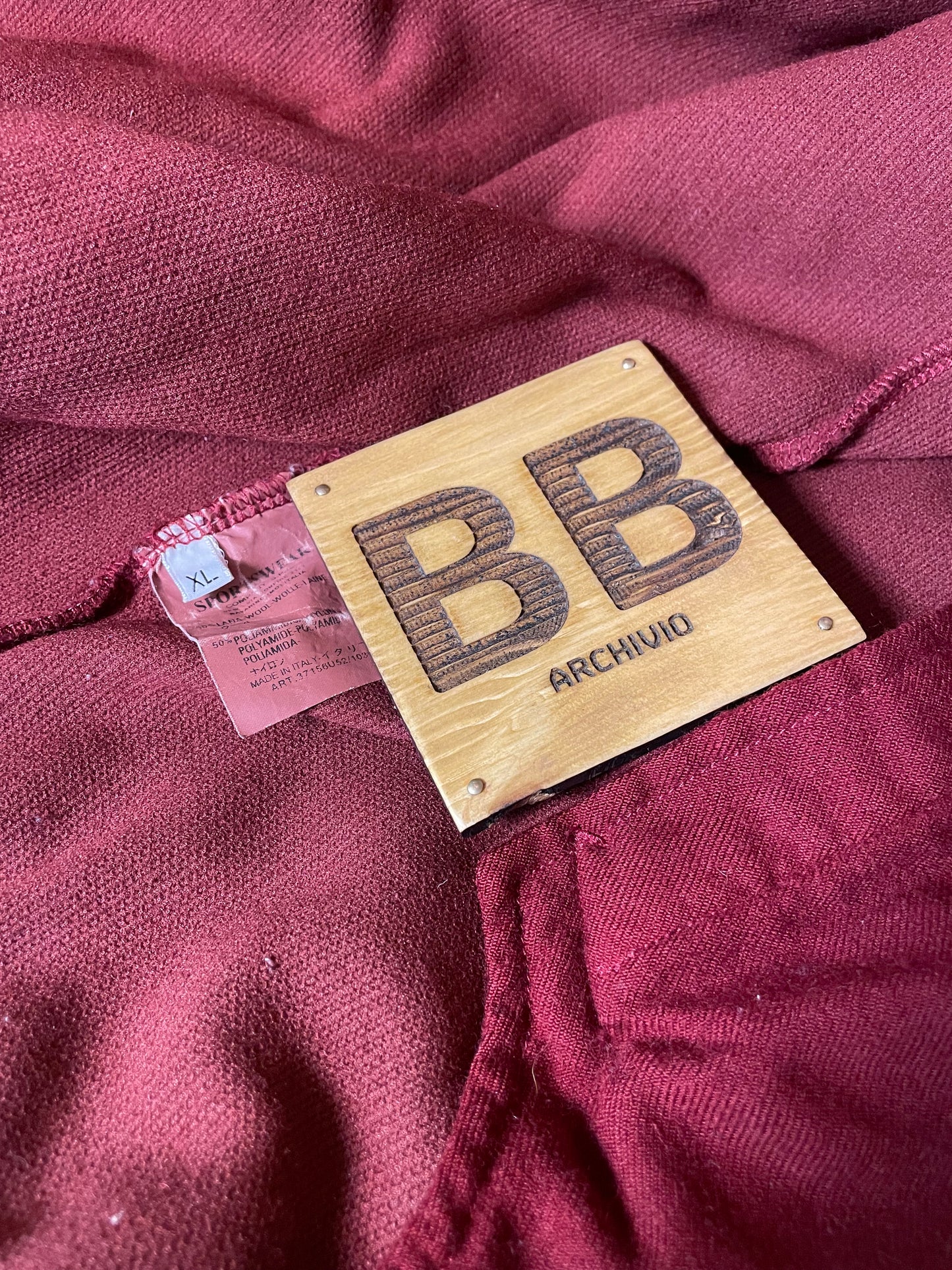 Red wool cardigan full zip