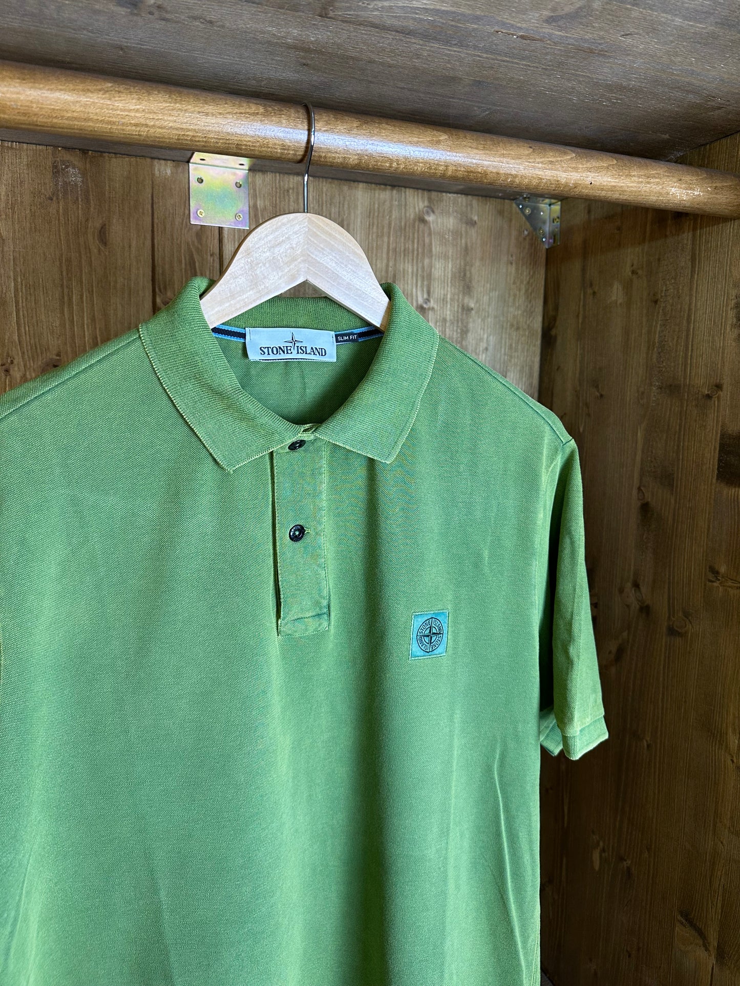SS19 POLO SQUARE BADGE in Green Acid wash