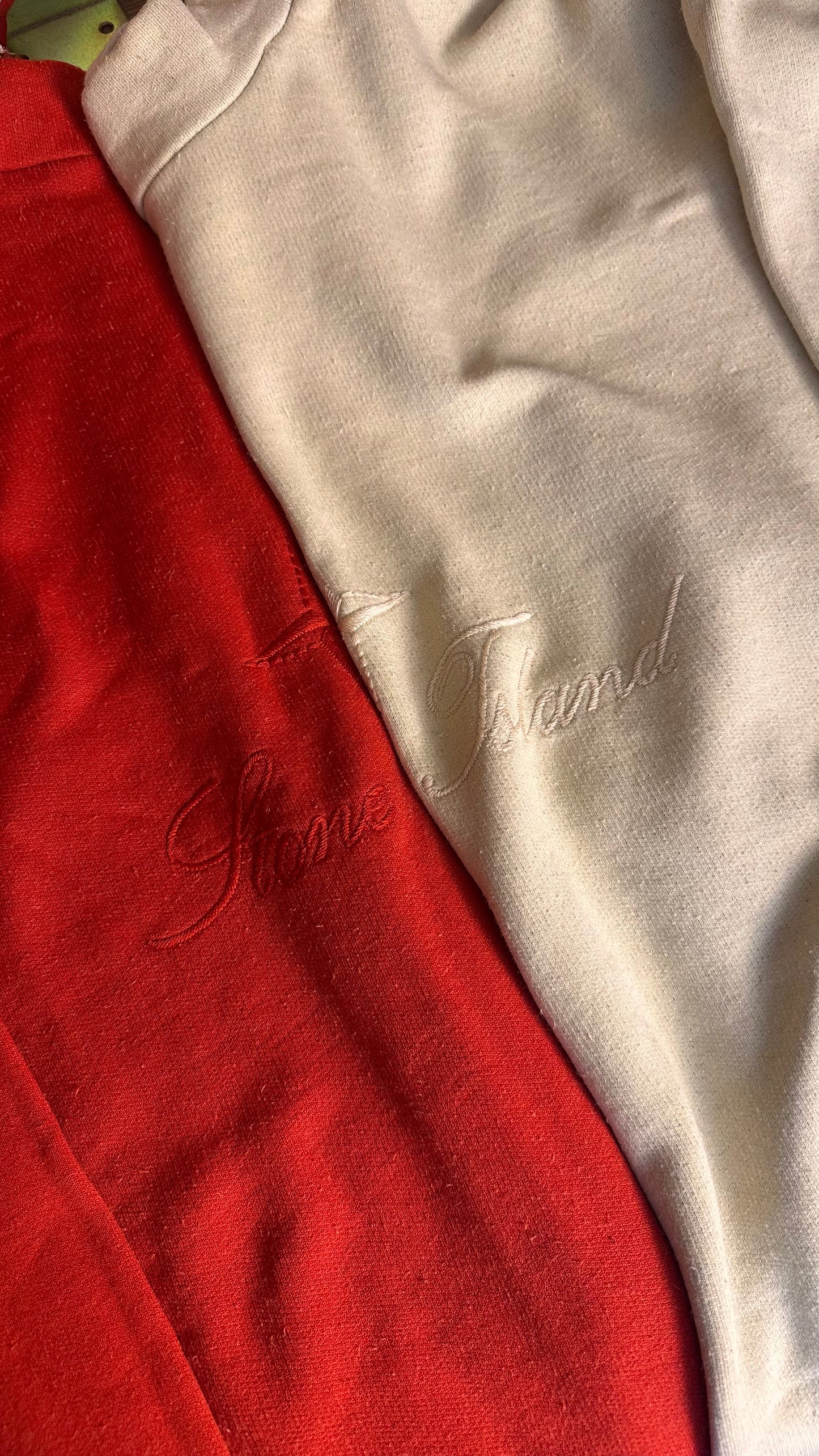 80s SPELLOUT COTTON JUMPER in Beige