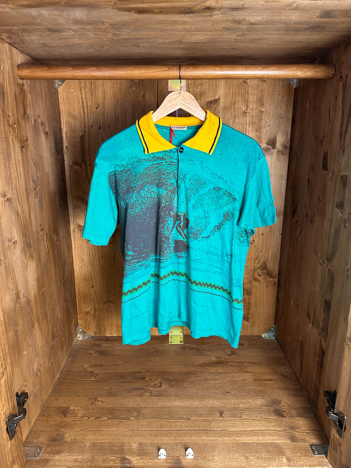 SS80 “Surfer” SCREEN PRINTED POLO in Tiffany Blue Green
