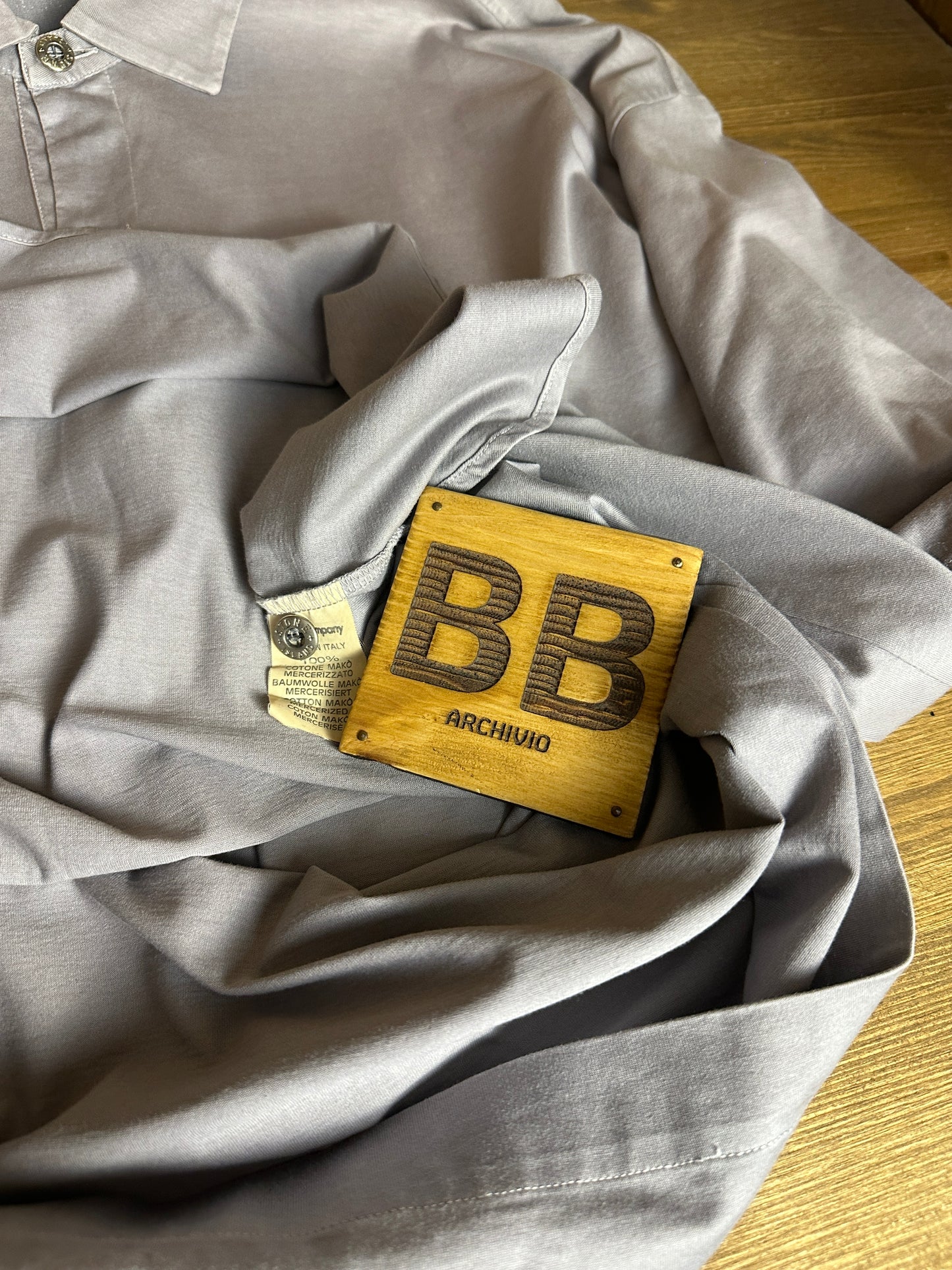 SS89 STONE ISLAND MARINA POLO “Rainbow Stitching” in Grey