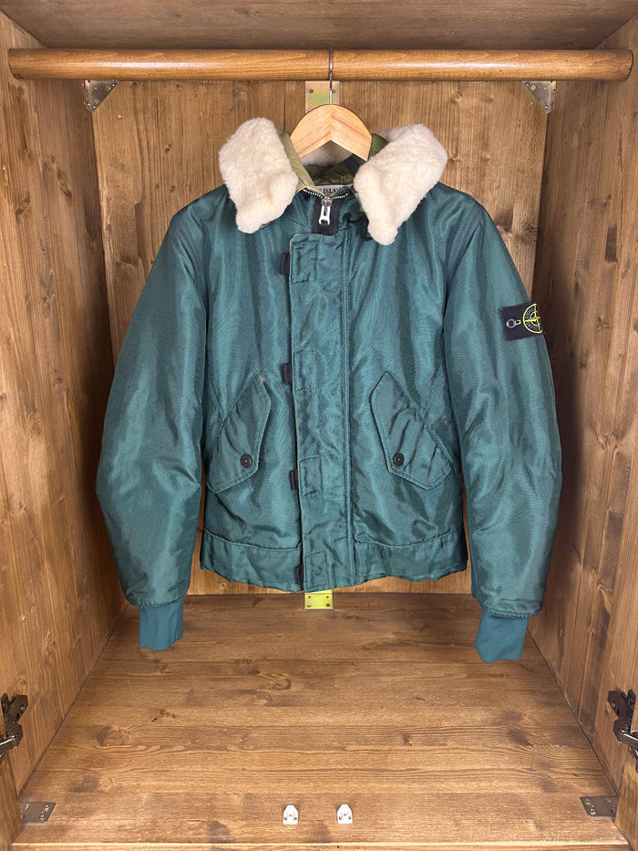 AW15 OXFORD NYLON SHEARLING JACKET in Emerald Green