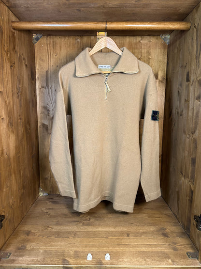 AW94 1/4 ZIP BROWN SWEATER