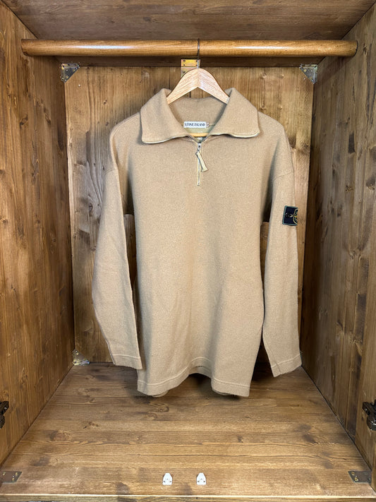 AW94 1/4 ZIP BROWN SWEATER