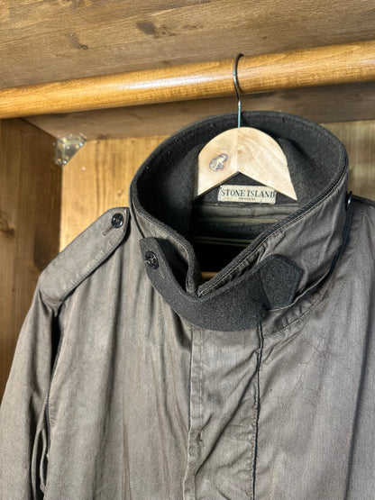 AW06 LINO RESINATO DARK GREEN FIELD JACKET with detachable boiled wool inner