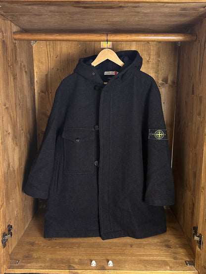 AW95 Mantel aus reiner Wolle in Schwarz und Blau