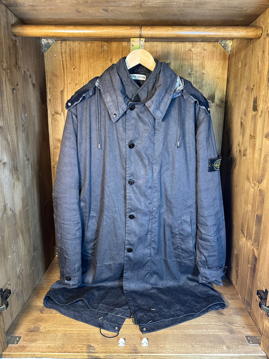 AW04 LINO RESINATO FISHTAIL GREY PARKA