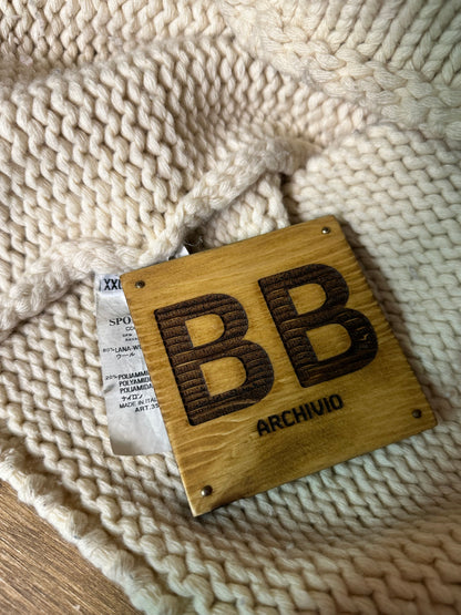 AW01 HEAVYWEIGHT BEIGE WOOL JACKET with crochet details