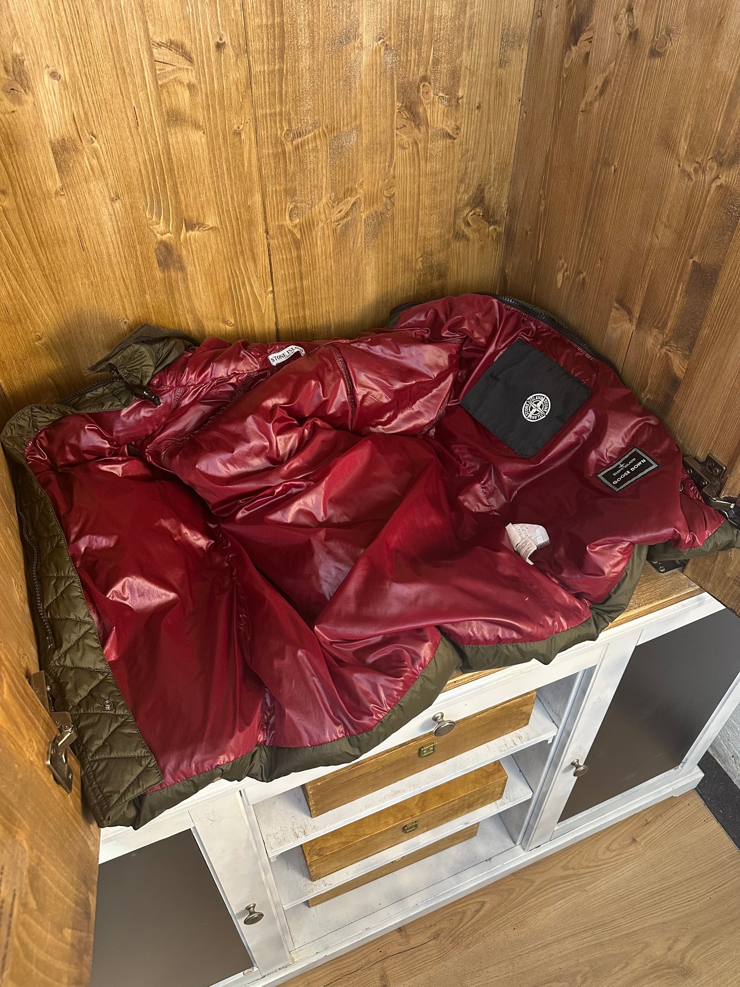 AW08 NYLON OPAQUE GOOSE DOWN PARKA in Brown