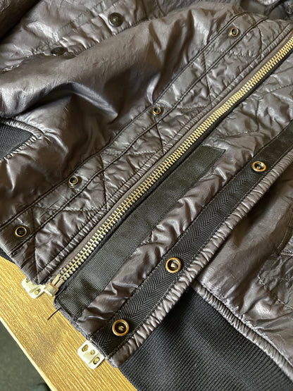 AW07 NYLON GREY BOMBER WITH HIDDEN HOOD