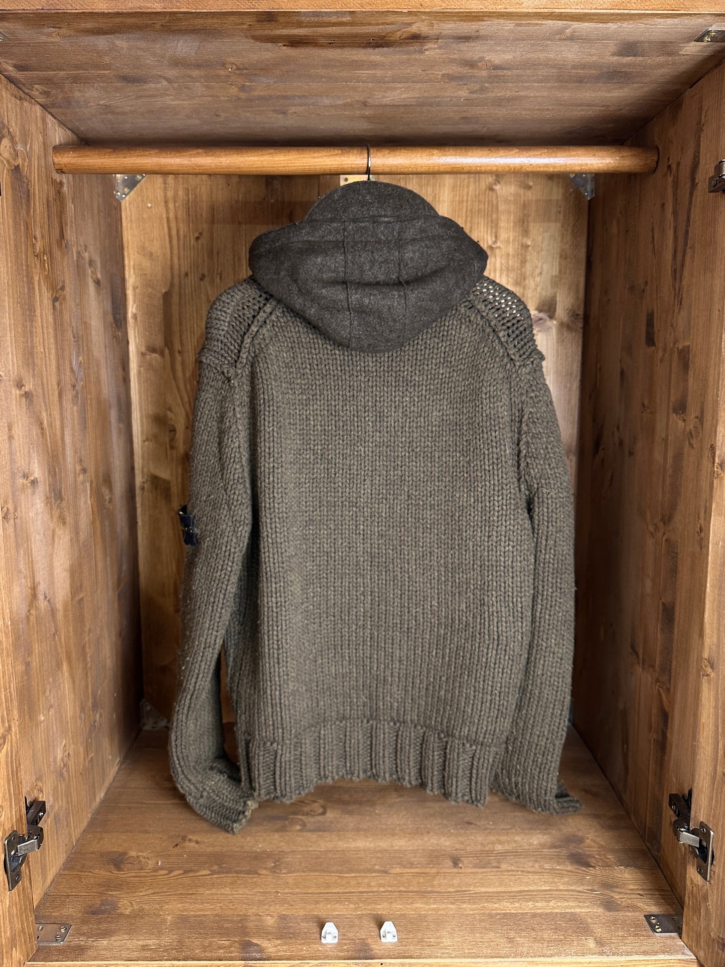 AW08 WOOL HOODED WIND RESISTANT JACKET in Chestnut Brown