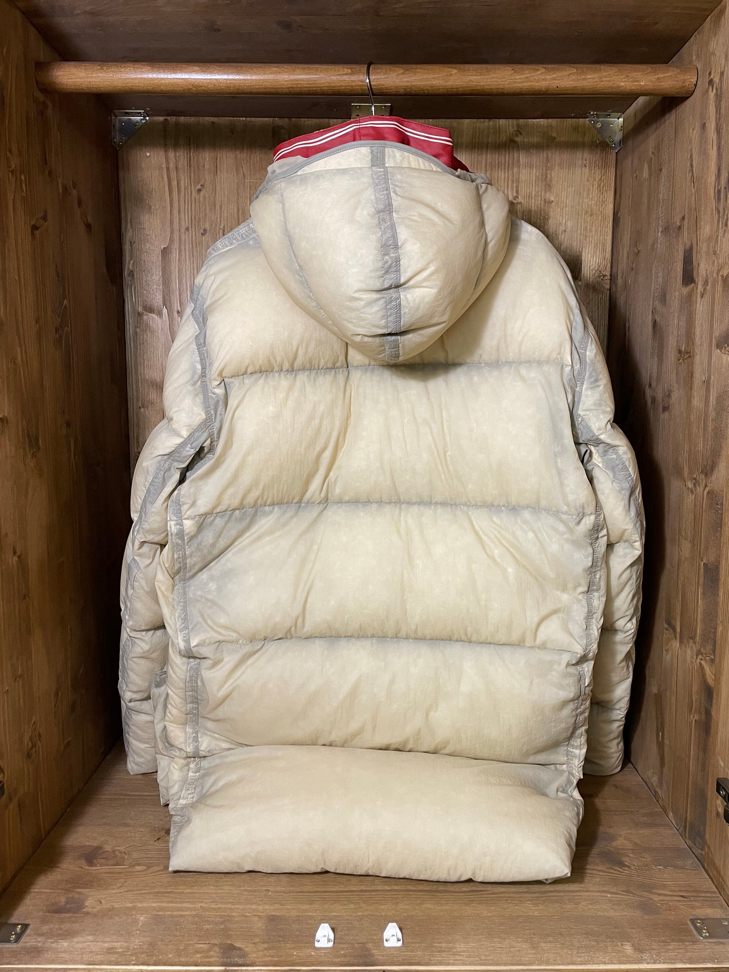 Goose down nylon opaque mesh parka 