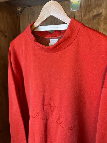 80s SPELLOUT COTTON JUMPER in Bright Red