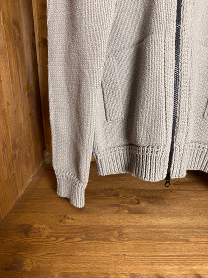 AW13 CROCHET WOOL HOODED JACKET in Stone Grey