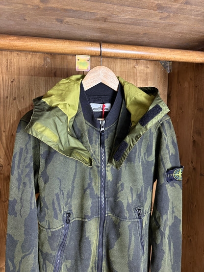 AW15 FLOWING CAMO WATRO HOODIE in Mixed Shades of Green