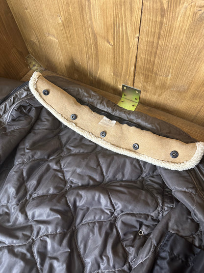 AW15 MUSSOLA GOMMATA FLIGHT BOMBER WITH SHEEPSKIN COLLAR in Olive Green