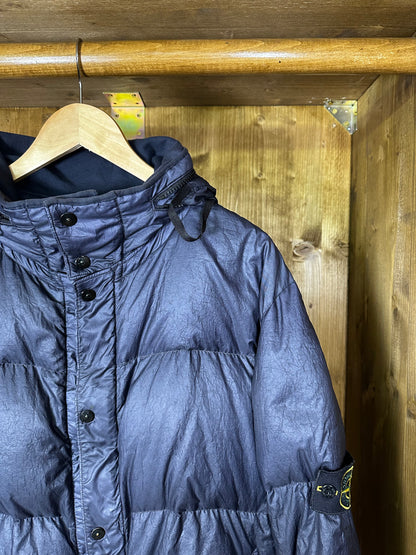 AW04 BLUE METALLIC TEXTURE DOWN JACKET