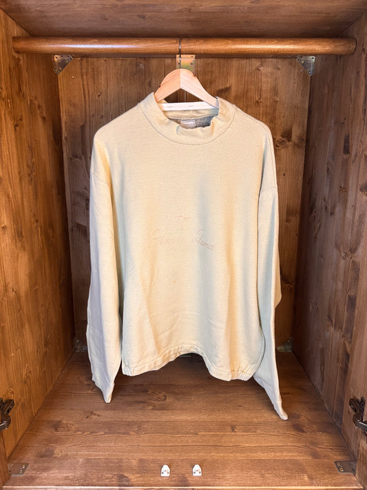 80s SPELLOUT COTTON JUMPER in Beige