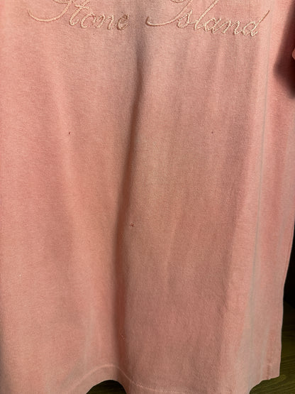 SS87 EMBROIDERED SPELLOUT BOAT NECK TEE in Antique Pink
