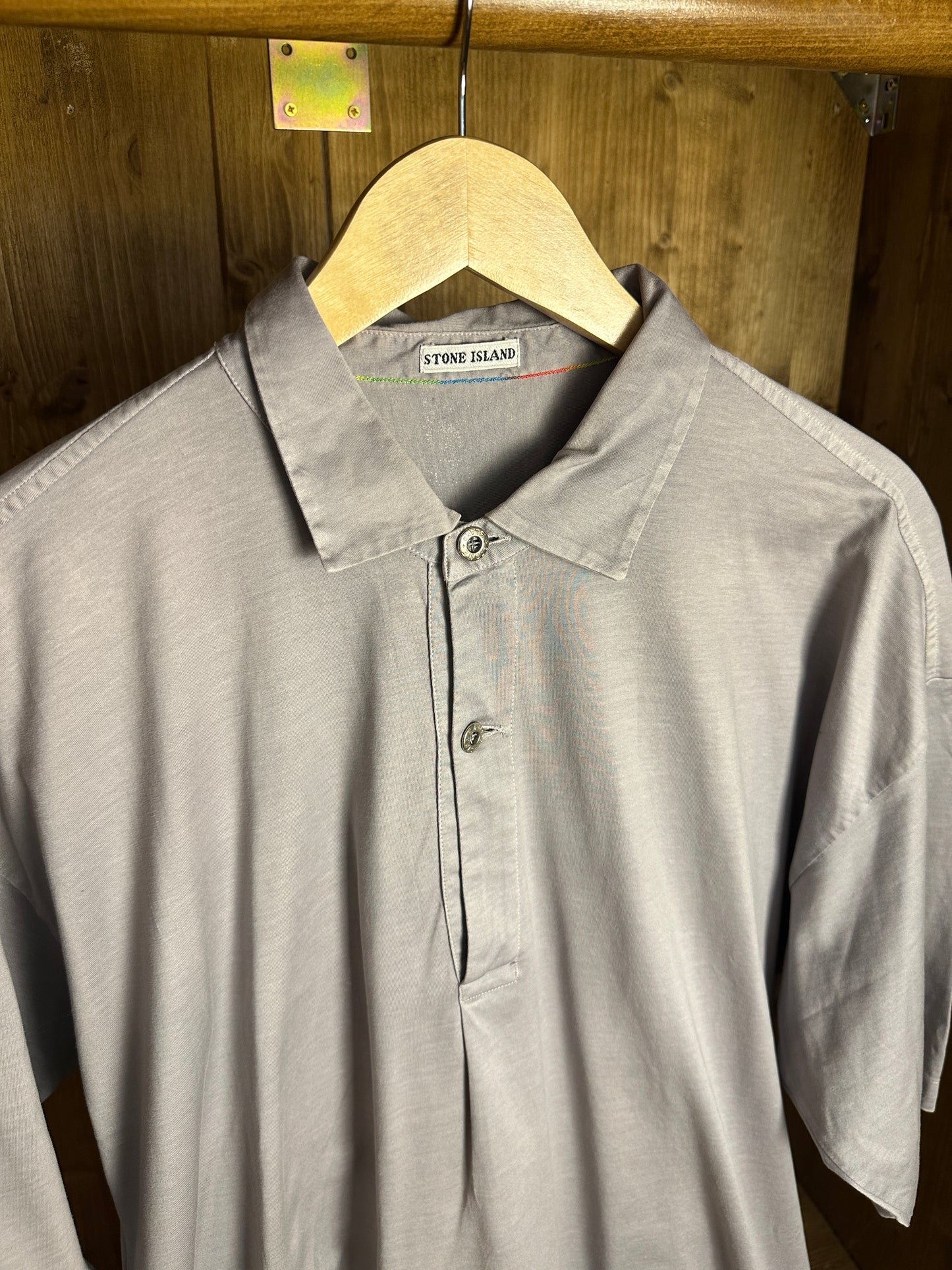 SS89 STONE ISLAND MARINA POLO “Rainbow Stitching” in Grey