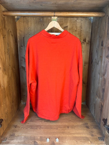 80s SPELLOUT COTTON JUMPER in Bright Red