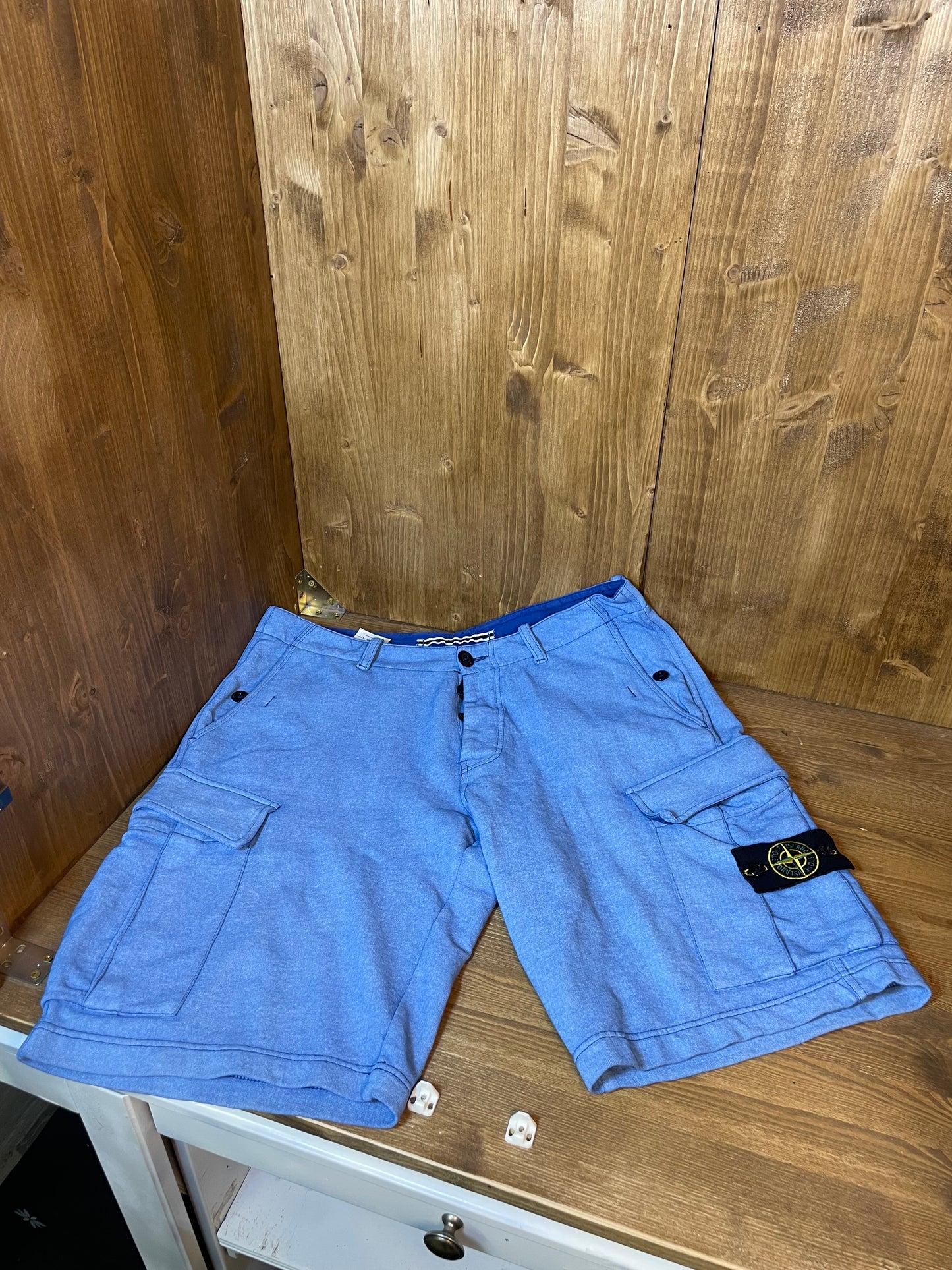 Blue hand sprayed shorts