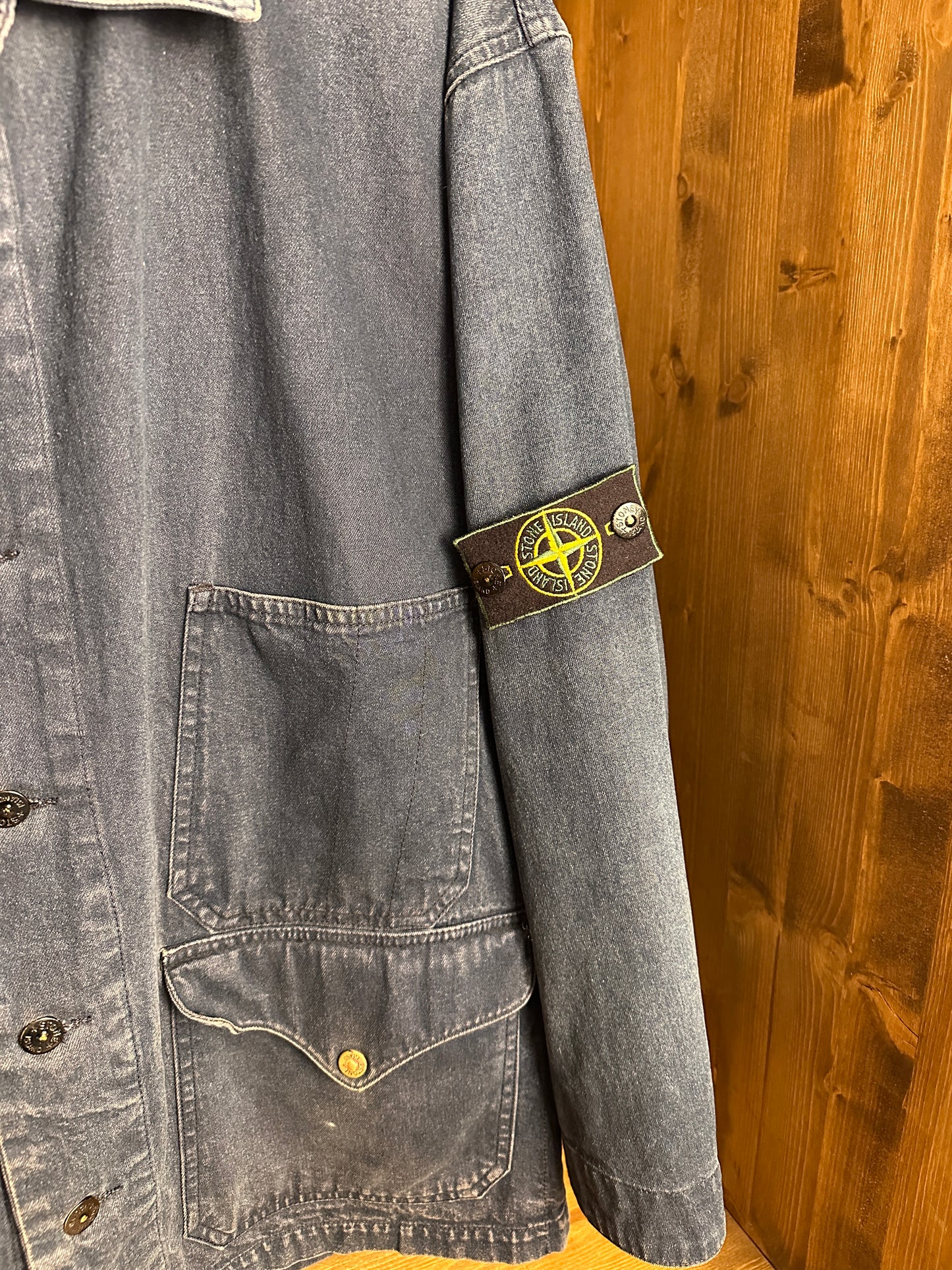 SS88 DENIM CARPENTER WITH BLACK SPELLOUT in Denim Blue