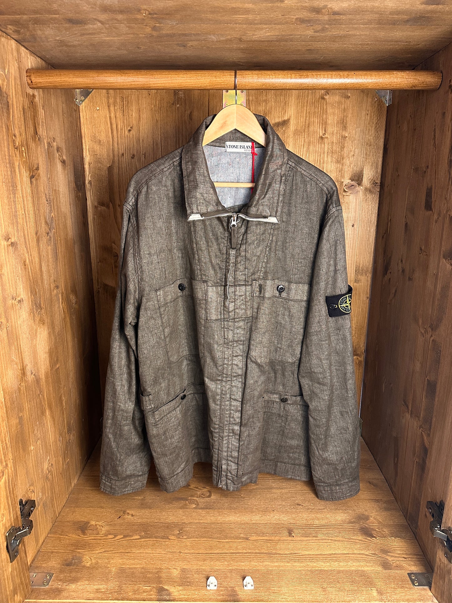 SS03 LINO RESINATO OVERSHIRT in Beige Grey