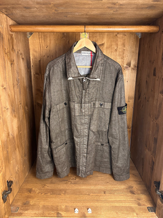 SS03 LINO RESINATO OVERSHIRT in Beige Grey
