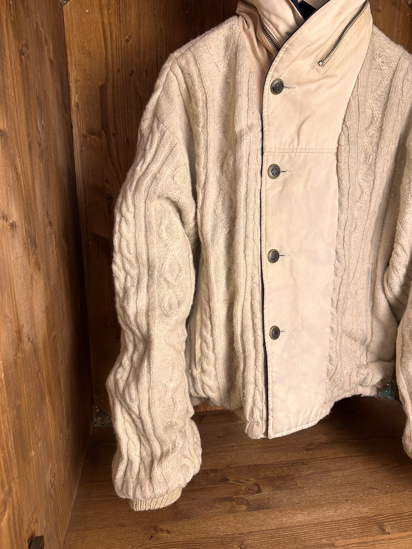 AW84/85 REVERSIBLE DOUBLE BREAST JACKET in Ocean Blue & Oyster White