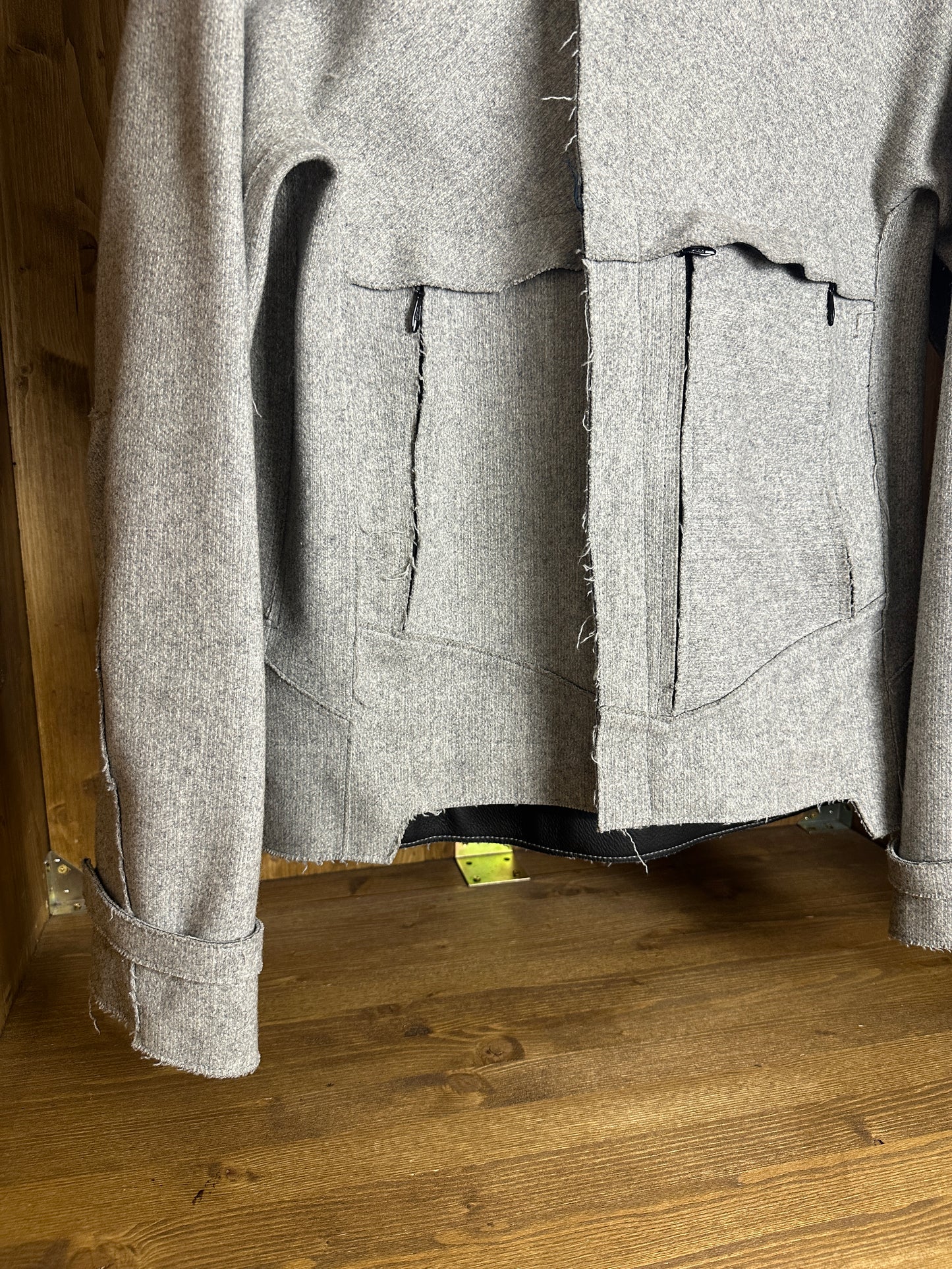 AW10 SHADOW PROJECT FELT LEATHER RAW CUTS JACKET in Agate Grey