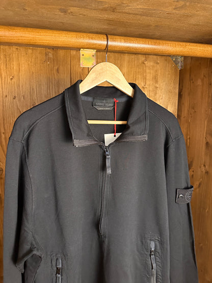 SS21 COTTON 2/4 ZIP CREWNECK GHOST PIECE in Black