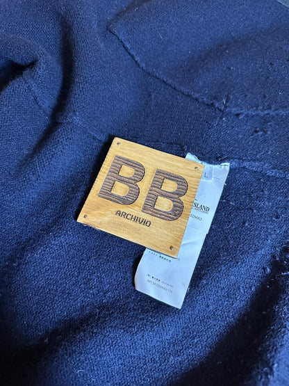 AW13 BLU WOOL ZIP JUMPER with light mussola gommata hood