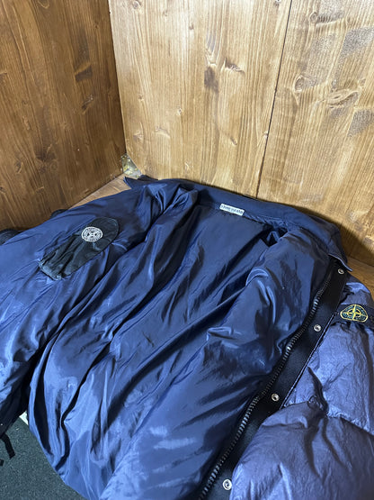 AW04 BLUE METALLIC TEXTURE DOWN JACKET