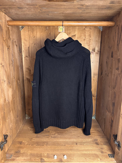 AW04 WOOL ZIPPED HOODIE in Black