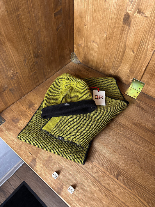 AW18 3D KNIT SCARF & BEANIE in Lime Green & Black
