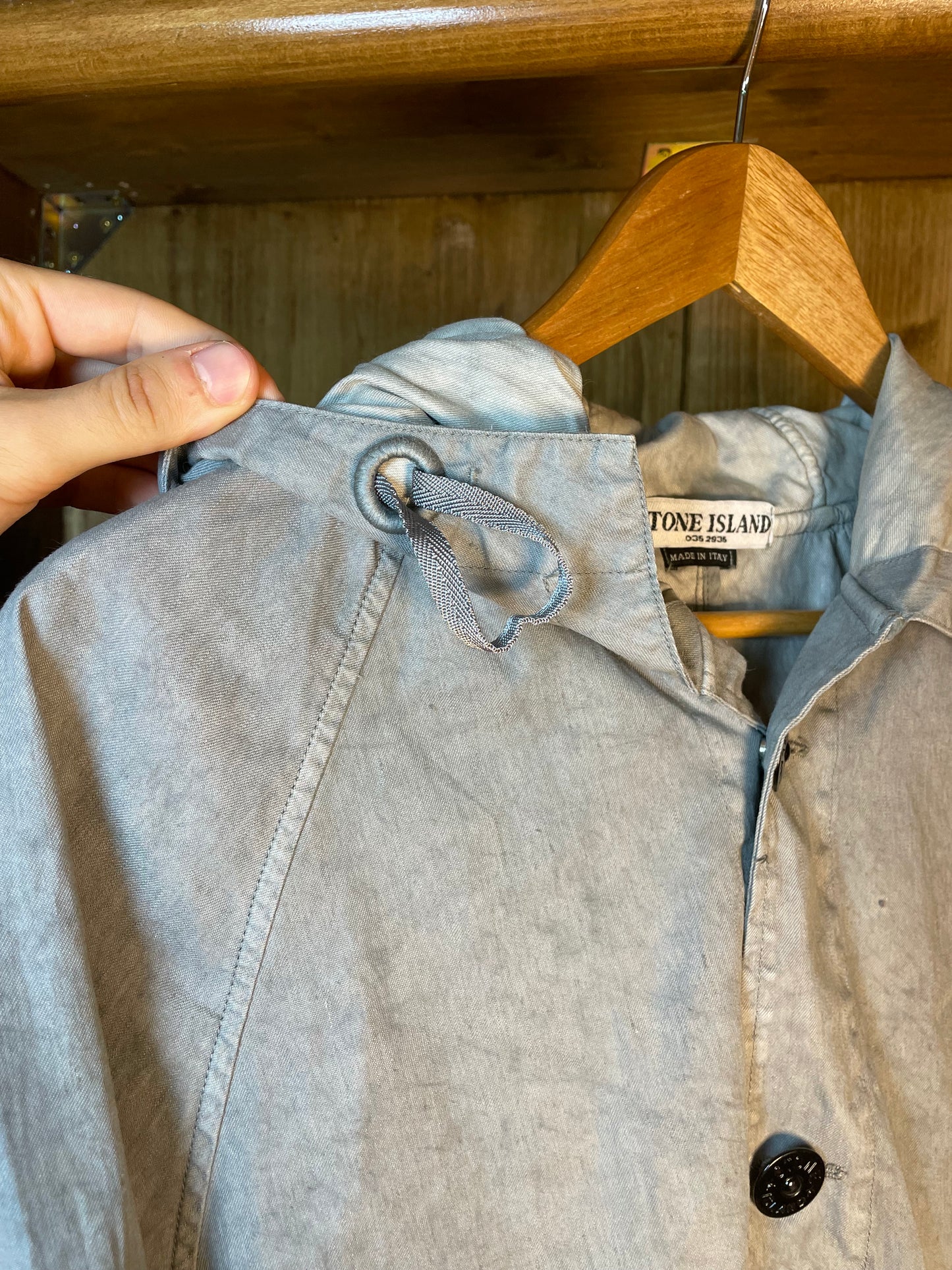 Resined linen field jacket multi strings