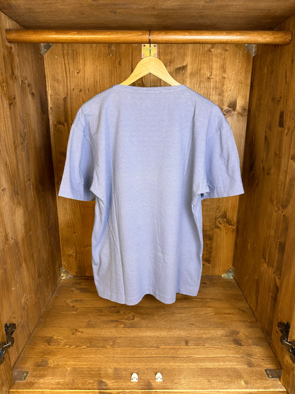 SS80s STRIPED TEE FRONT SPELLOUT in Light Blue