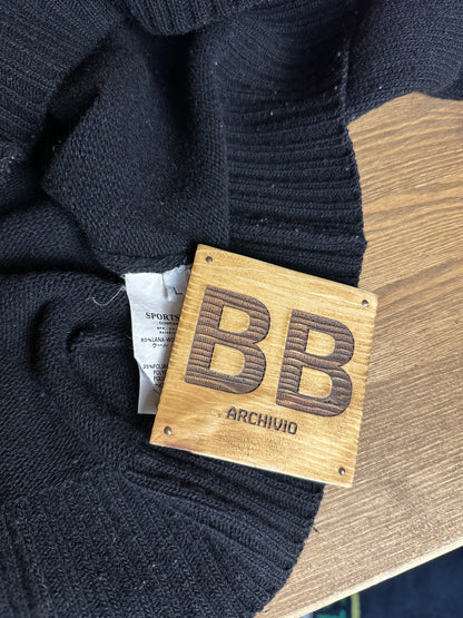 AW06 WOOL 1/4 ZIP JUMPER in Black