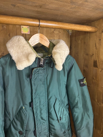 AW15 OXFORD NYLON SHEARLING JACKET in Emerald Green