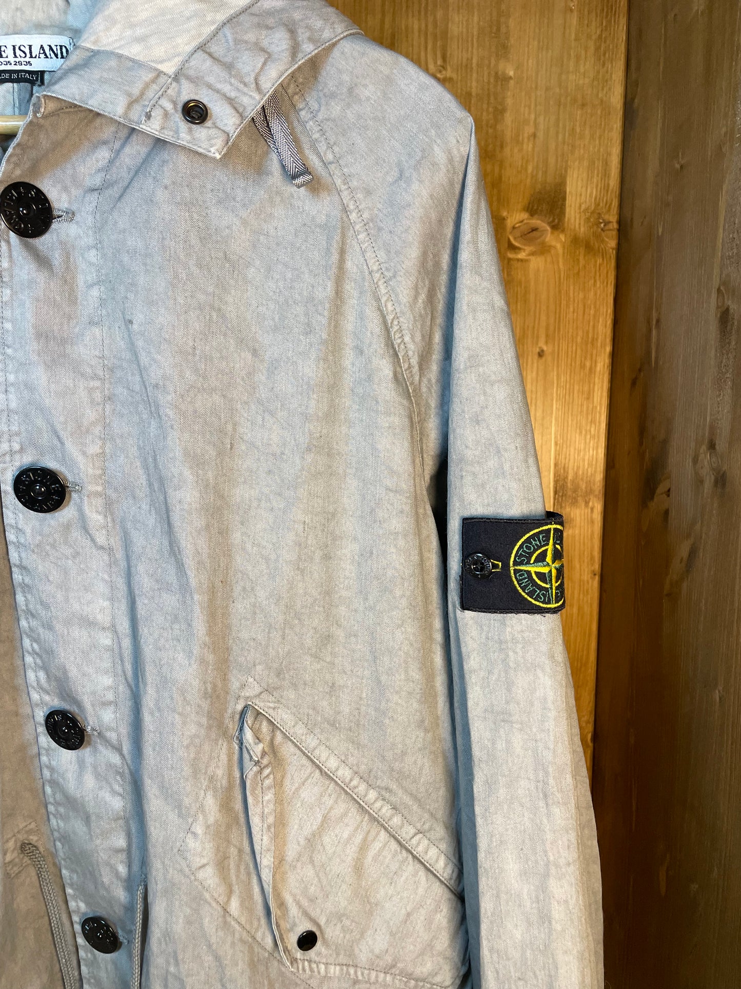 Resined linen field jacket multi strings