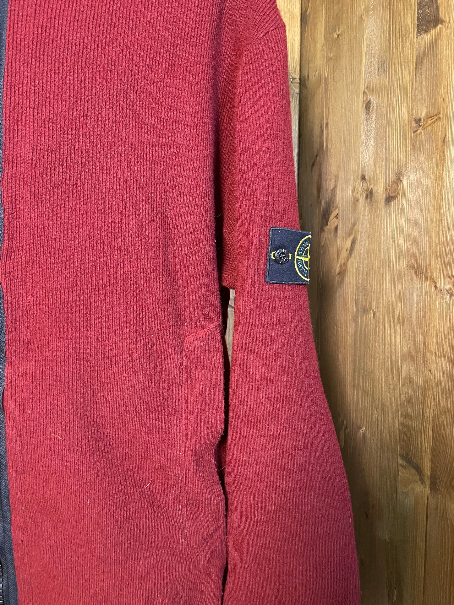 Red wool cardigan full zip