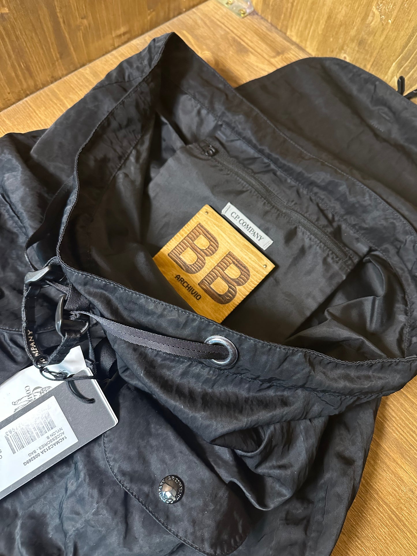 BLACK NYLON CP COMPANY RUCKSACK
