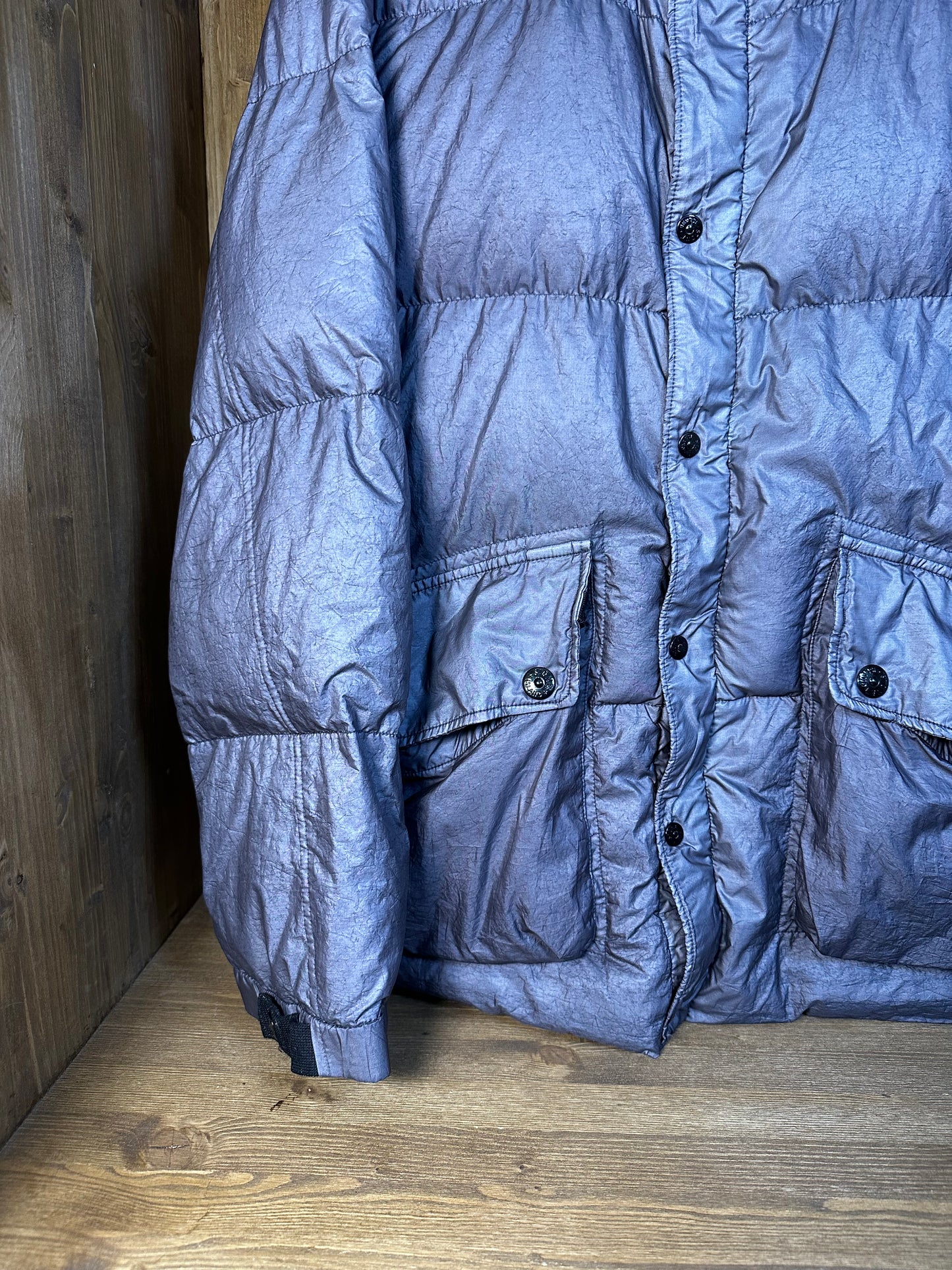 AW04 GREY METALLIC TEXTURE DOWN JACKET