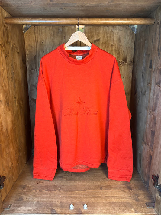 80s SPELLOUT COTTON JUMPER in Bright Red